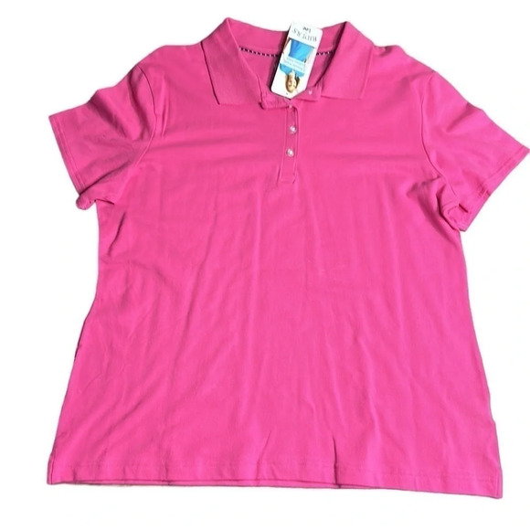 SALE ! Y2K NWT pink polo shirt.flattering ,stretchy,comfy,casual,golf shirt - Picture 13 of 16